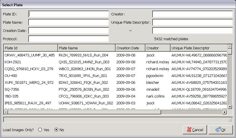 Selecting a plate from Cellomics Store directly for
               HCS data analysis and visualization